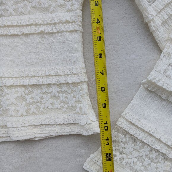 NEW Womens Small Y2K White Lace Tiered Fairy Grunge Long Bell Sleeve Dollete Top - Picture 5 of 12